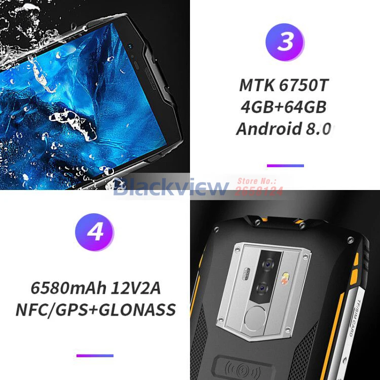 Blackview BV6800 Pro 5," FHD ips экран IP68 водонепроницаемый смартфон IP69K MTK6750T 4 Гб 64 ГБ Android 8,0 NFC мобильный телефон 6580 мАч