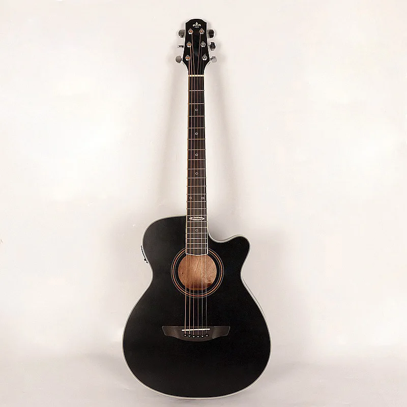 

black color thin body good quality acoustic electric guitar