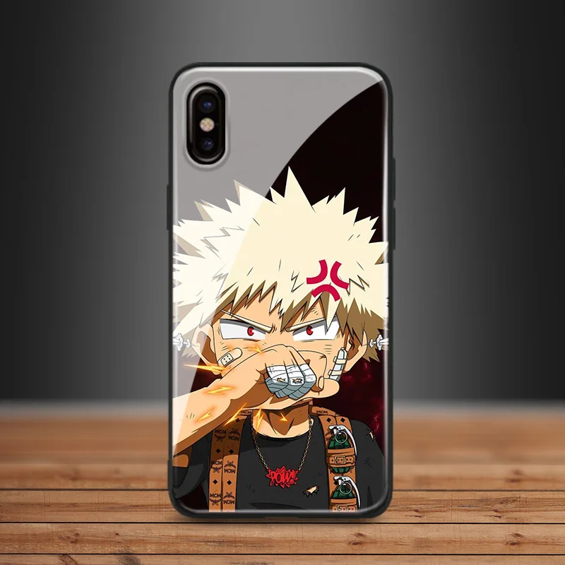 Katsuki Bakugo My Hero Academia Tempered Glass Soft Silicone Phone Case Shell For iPhone5 5s Se 6 6s 7 8 Plus X XR XS 11 PRO MAX | Мобильные