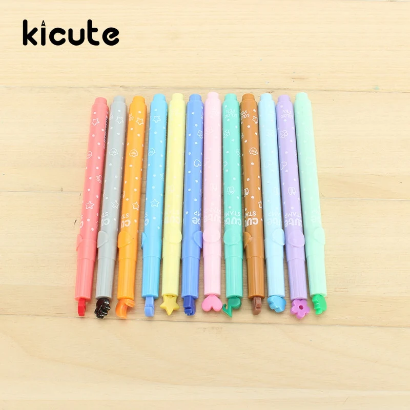 

kICUTE Wholesale Price Candy Color Stamp Highlighter Marker Pen For Reading DIY Scrapbooking Stationery School Supplies