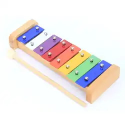 Детское восьмизвуковое деревянное игрушечное пианино> 2 года Алюминиевый металлический музыкальный 8 весов 8-Note Toys Tone Toy