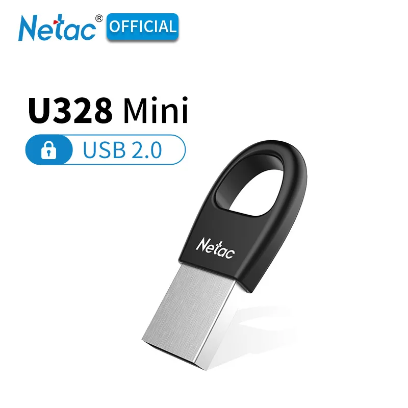 Netac U328 разъем USB размера мини 2,0 флеш-диск 16 ГБ 32 ГБ 64 Гб черный 4 г USB2.0 USB флеш-накопитель зашифрованный 16 32 64 Гб флешки противоскользящие