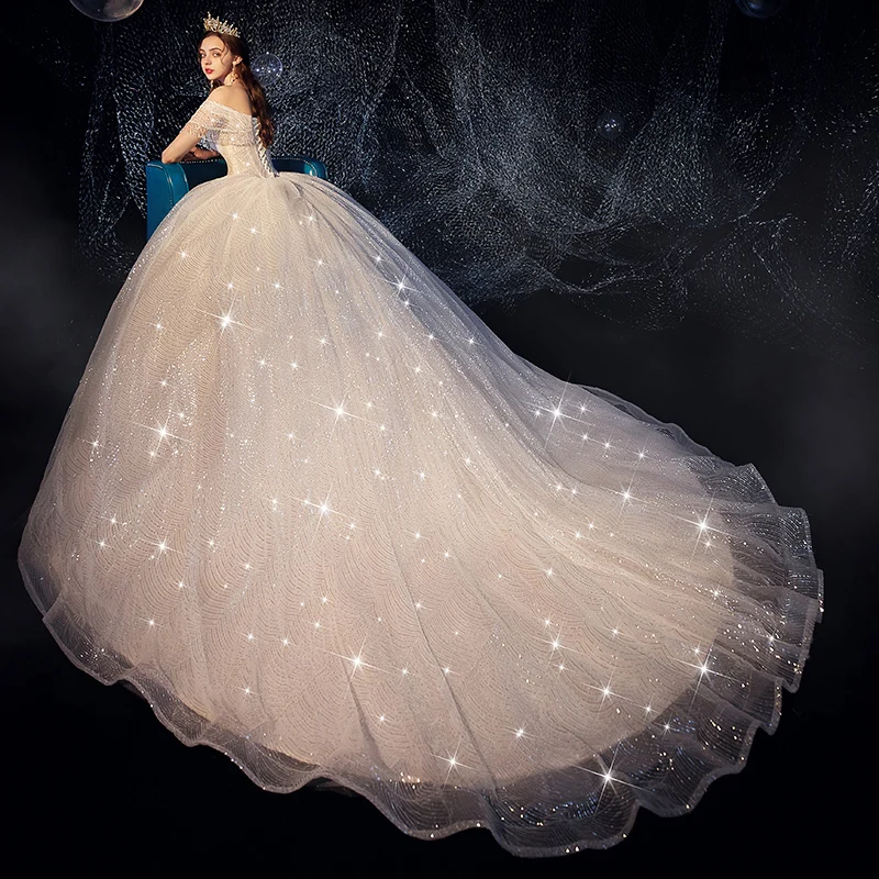 Роскошное блестящее бальное платье Vivian's Bridal звездное небо с кисточками
