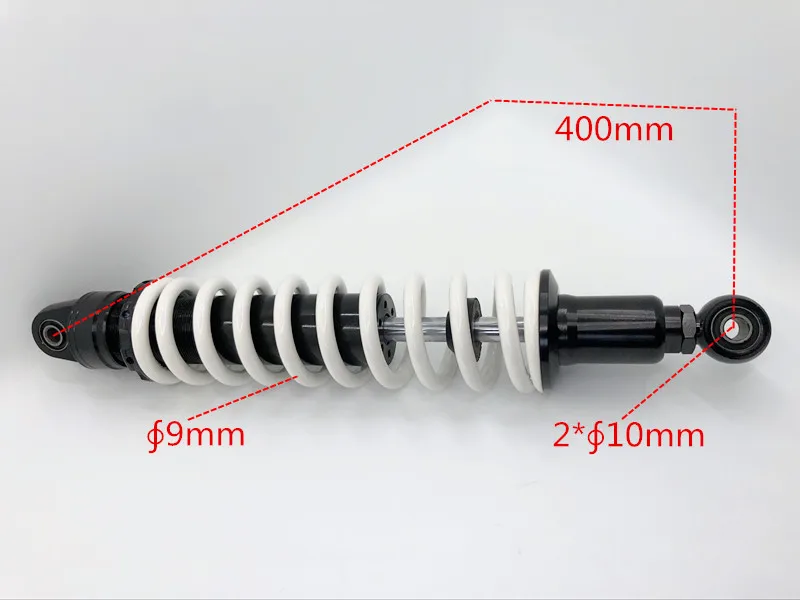 

2016 new 10mm spring 400mm rear suspension shock absorber for atv quad gokat replace motorcycle white+black