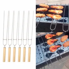 Ferramentas para churrasco 6 pçs conjunto de aço inoxidável grade carne u forma garfo ao ar livre suporte milho para churrasco garfo garpu ferramenta