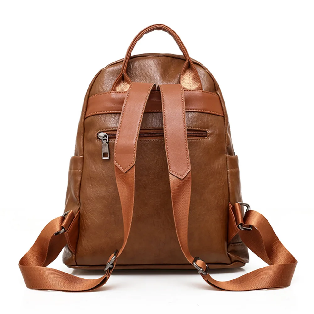 2018 Retro las mujeres bolsos de cuero suave de la PU Mochila bolsos de hombro Mochila para mujeres mujer Mochila Negro Bolso femenino Mochila