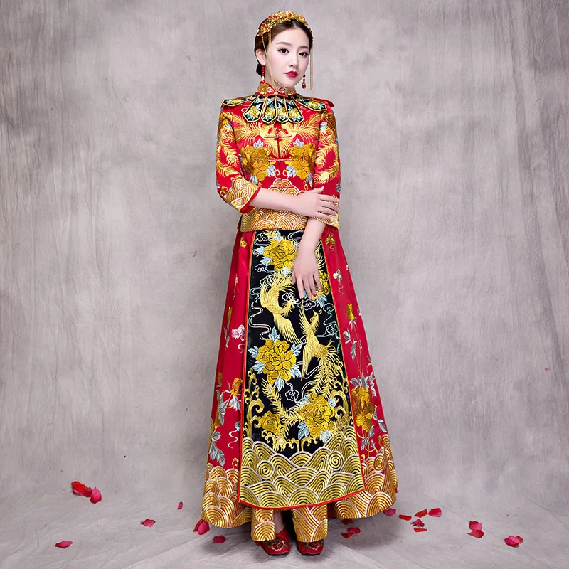 Пикантное Элегантное свадебное платье в пол Qipao для невесты Вечерние наряды