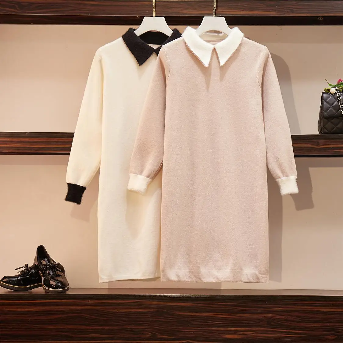

2019 autumn and winter casual knit women's sweaters long-sleeved lapel blouse plush sweaters Plue Size 4XL pullover sweaters
