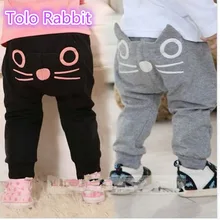 Брендовые штаны для малышей штаны для маленьких мальчиков и девочек Весенние длинные штаны с милым котом детские штаны длинные штаны для малышей