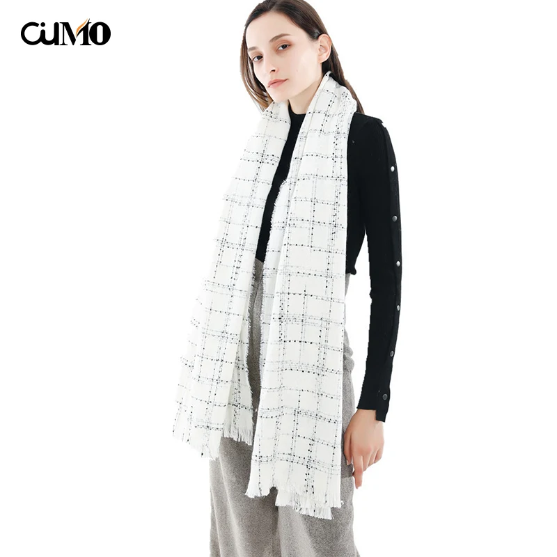 

Ou Mo brand Cashmere Women Scarf Autumn Winter Female Cashmere Scarves Wide Lattices Long Shawl Wrap Blanket Warm Scarf 200*62cm