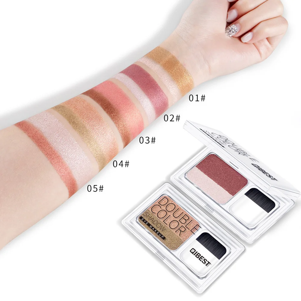 

QIBEST Magic Lazy Eyeshadow Stamp Eye Shadow Palette Double Color Shimmer Eyes Makeup Cosmetics Easy to Wear TSLM1