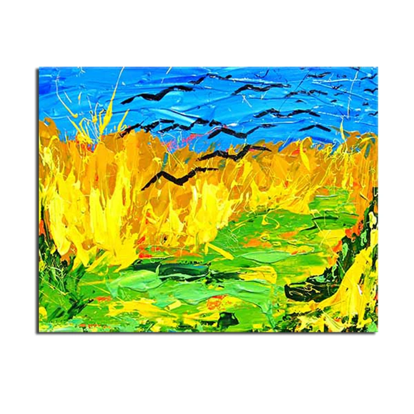 Картина маслом Wheatfield с воронами абстрактное искусство настенные картины для