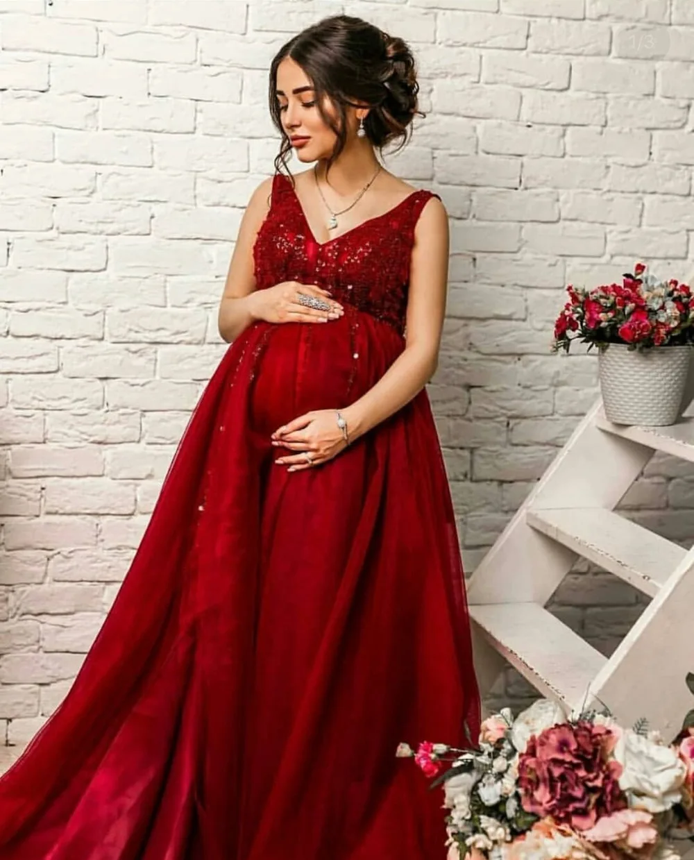 New-Arrival-Pregnant-Evening-dresses-V-Neck-muslim-evening-dress-2019-abendkleider-dubai-Evening-gown-robe (4)