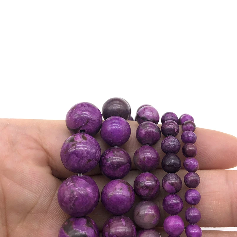 Aladdin 6/8/10/12MM Top Quality Deep purple Sugilite Agat Crystal Charoite Quartz Round Bead Diy Making Jewelry Accessories