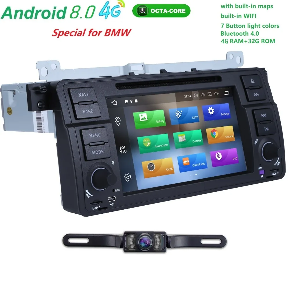 

Android8.0 for BMW E46,M3,car dvd,gps navigation,wifi,4G,BT,canbus,radio,RDS,OctaCore,1024x600,support obd2,DVR 4GRAM+32GROM CAM