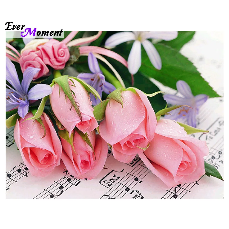 DIY Needlework Diamond Embroidery Flowers Pink Rose Pattern Paintings Rhinestones Full Mosaic Cross Stitch Kits ASF474 | Дом и сад