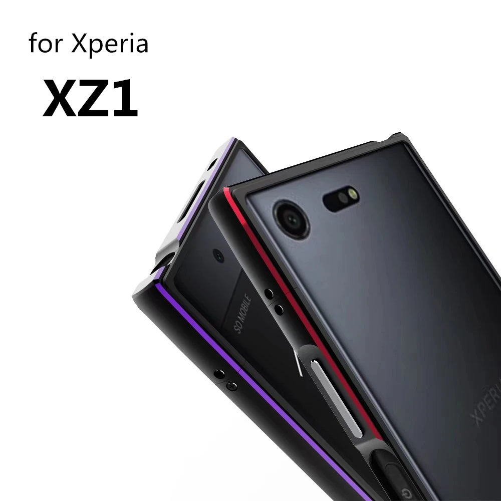 

Case For Sony XZ1 Luxury Deluxe Ultra Thin aluminum Bumper For Sony Xperia XZ1 G8341 G8342 + 2 Film (1 Front +1 Rear)