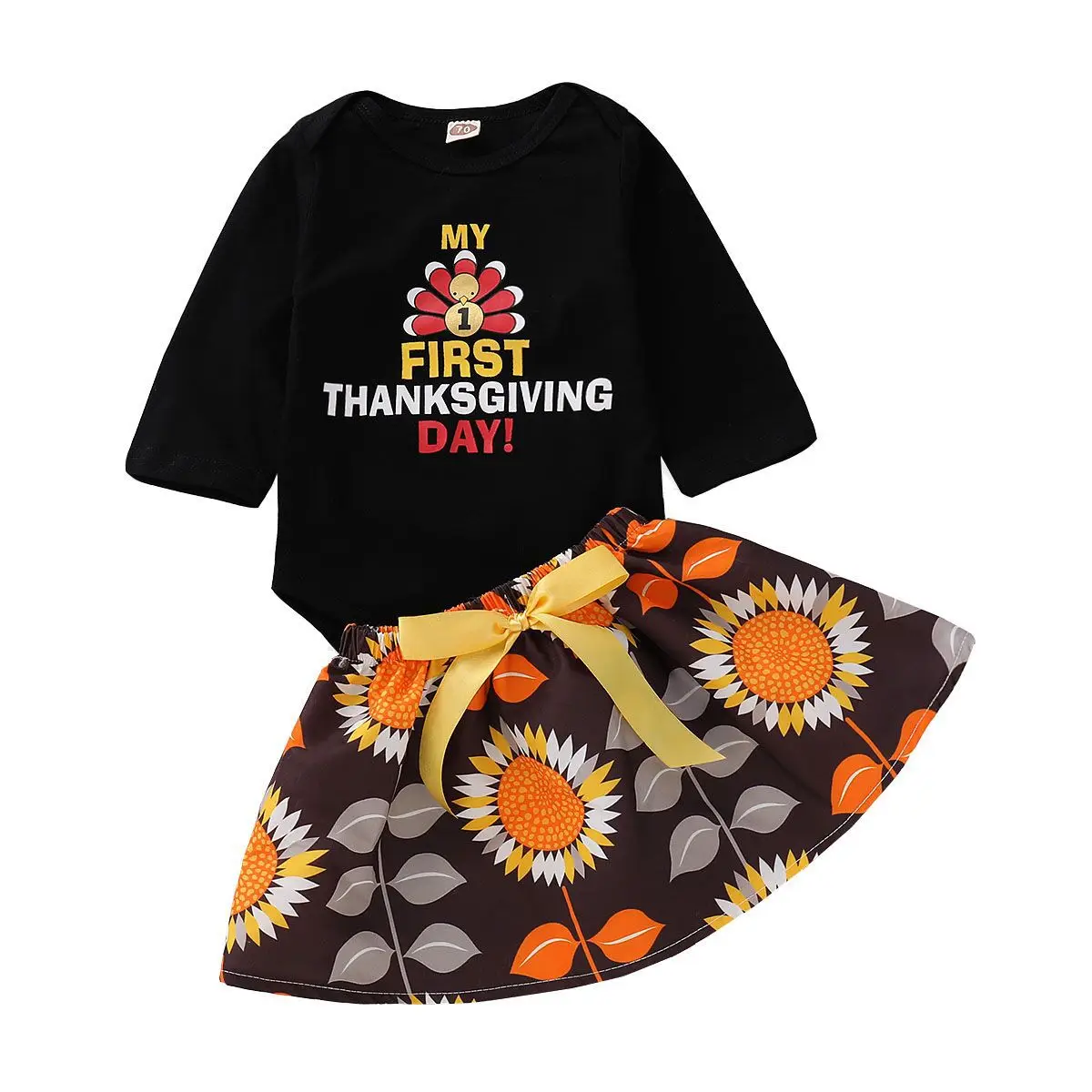 

Thanksgiving Baby Girl Clothes Set 2pcs Lovely My 1st Thanksgiving Romper Tops Sunflower Skirt Outfits Newborn Clothes Autumn