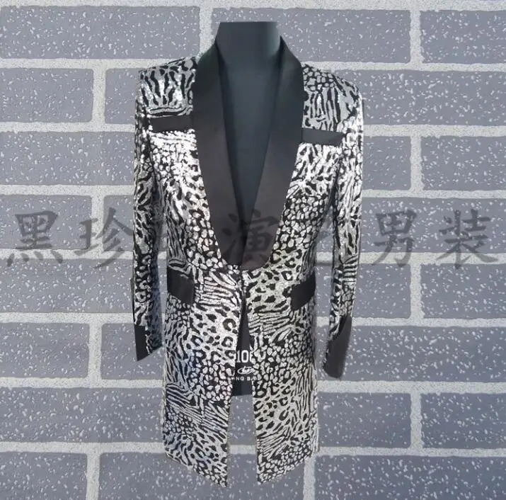 

Personality Men Suits Designs Masculino Homme Terno Stage Costumes For Singers Men Sequin Blazer Dance Clothes Jacket Dress Grey