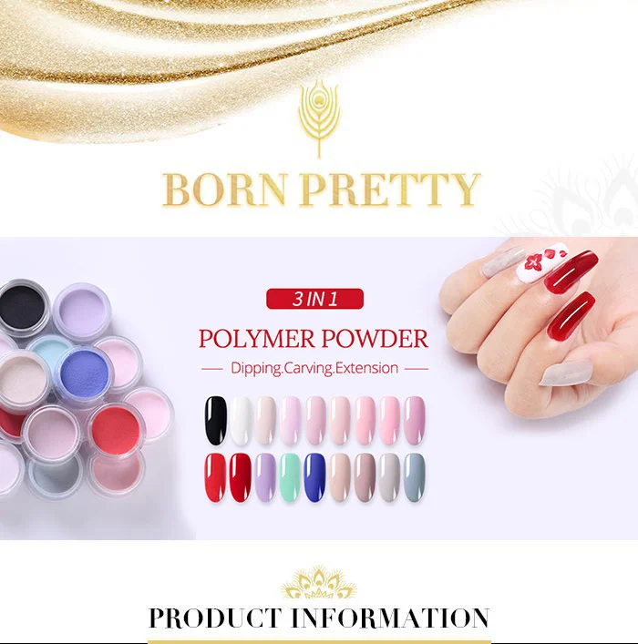 BORN PRETTY 3 в 1 акриловые окунутые порошки для ногтей розовая резьба расширение полимер градиент французский дизайн ногтей украшения