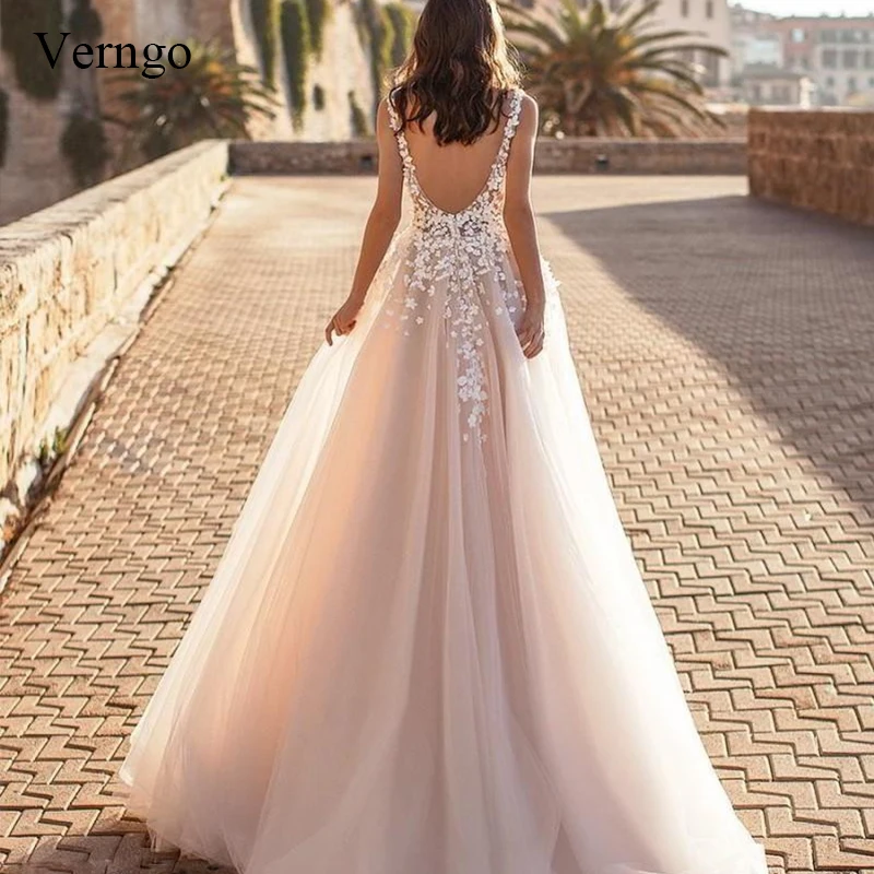 Verngo, Элегантное свадебное платье с аппликацией,, v-образный вырез, платье для невесты без спинки, на заказ, свадебные платья, Vestido Novia