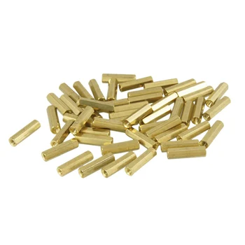 

50 Pcs Gold Tone Hexagonal 18mm Long M3 Female Thread Standoff Spacer