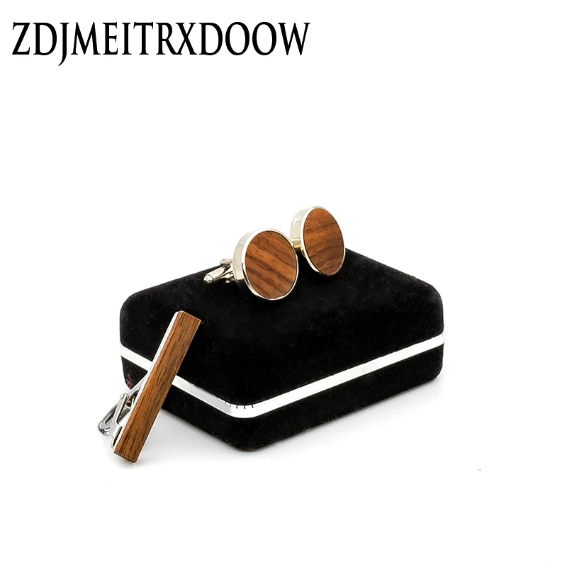 Мужские деревянные Запонки И Зажимы Для Галстука ZDJMEITRXDOOW набор из медных черных