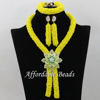 

Hot Nigerian Beads Jewelry Set Splendid African Wedding Set Popular Design Free Shipping HEB116