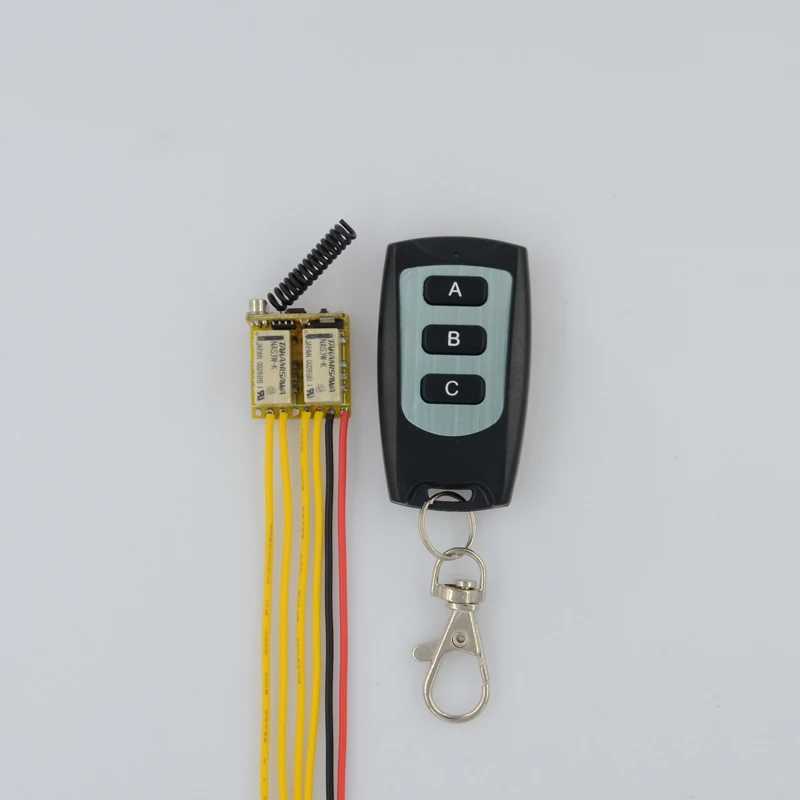 

DC 3.7V-12V Wide Voltage Range Mini Relay Receiver Transmitter Micro Remote Switch 2CH Relay Latched Momentary master ON OFF RX