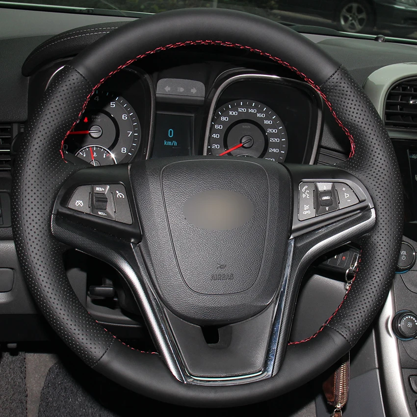 Black Natural Leather Car Steering Wheel Cover for Chevrolet Malibu