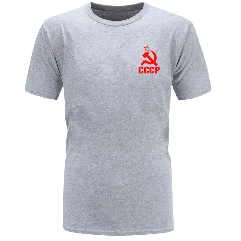 CCCP, футболки для мужчин, СССР, СССР, КГБ, Мужская футболка с коротким рукавом, футболки из хлопка, повседневные мужские топы, футболки - Цвет: gray red