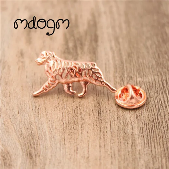 Mdogm броши и булавки в виде австралийской овчарки, милые металлические значки на воротник для маленького отца, подарок для мужчин B054 - Окраска металла: rose gold