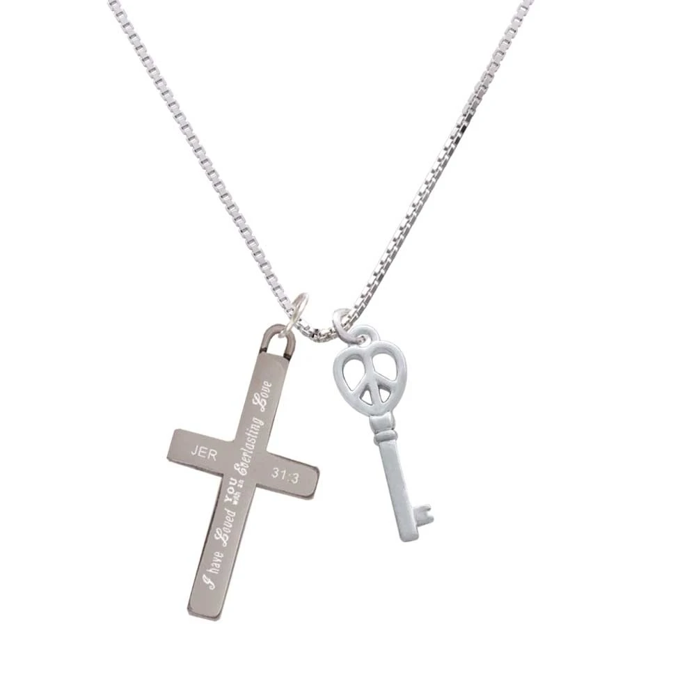 Open Peace Heart Key - Everlasting Love - Cross Necklace