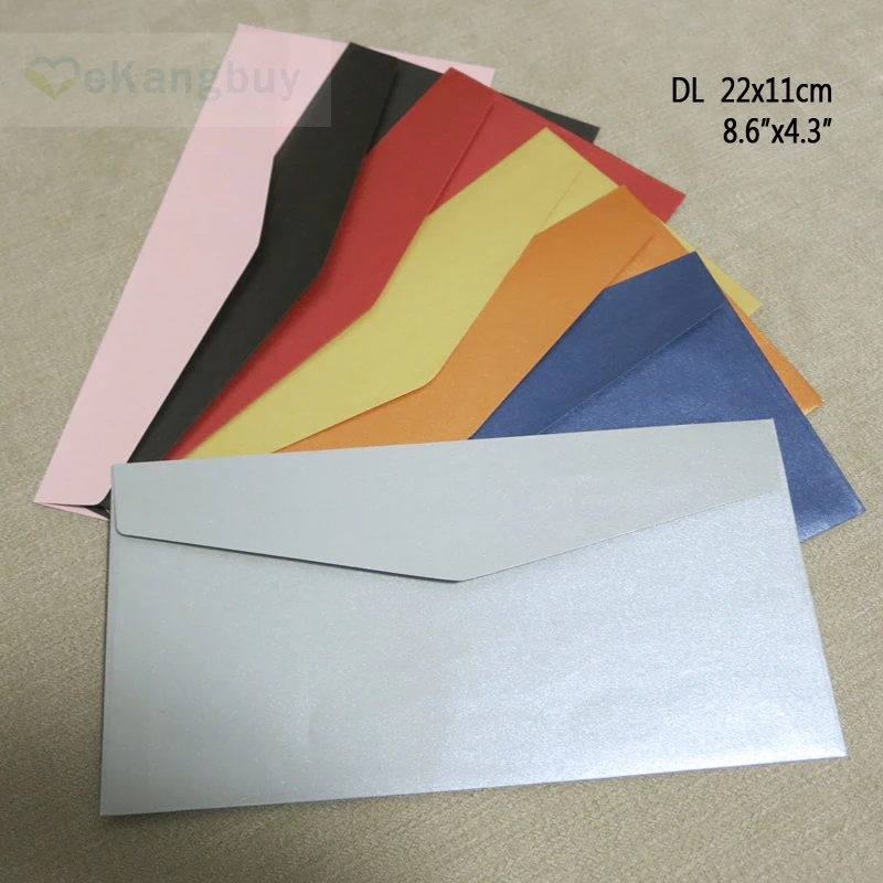 

50pcs 22x11cm(8.6" x 4.3") 120g Pearl Color Envelope Business Invitation Envelopes