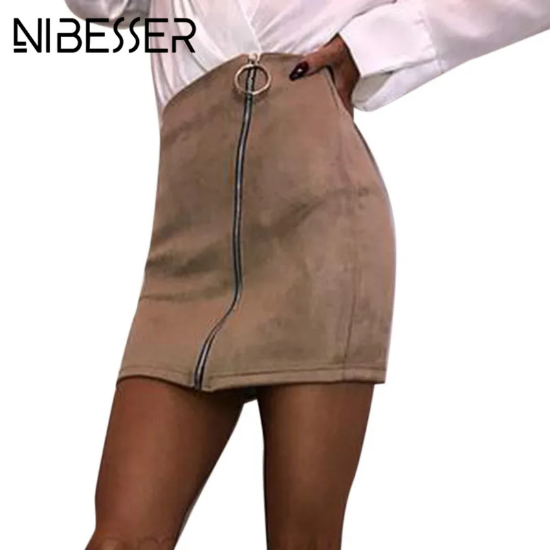 NIBESSER Women Skirt Sexy High Waist Zipper Skirts Woman Casual Party