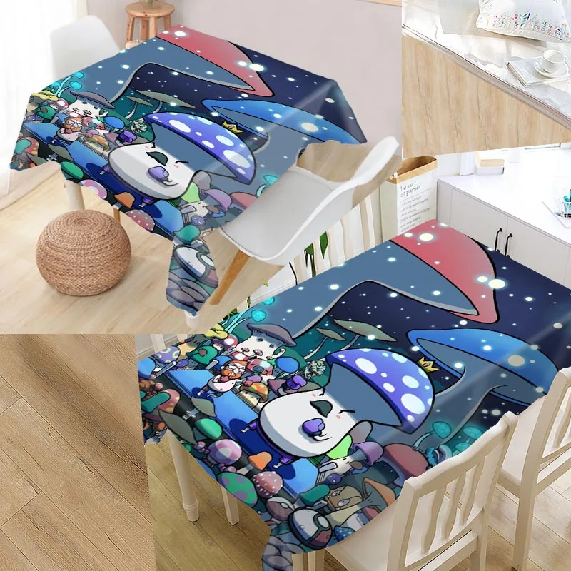 

Fantasy Mushroom Custom Table Cloth Oxford Print Rectangular Waterproof Oilproof Table Cover Square Wedding Tablecloth