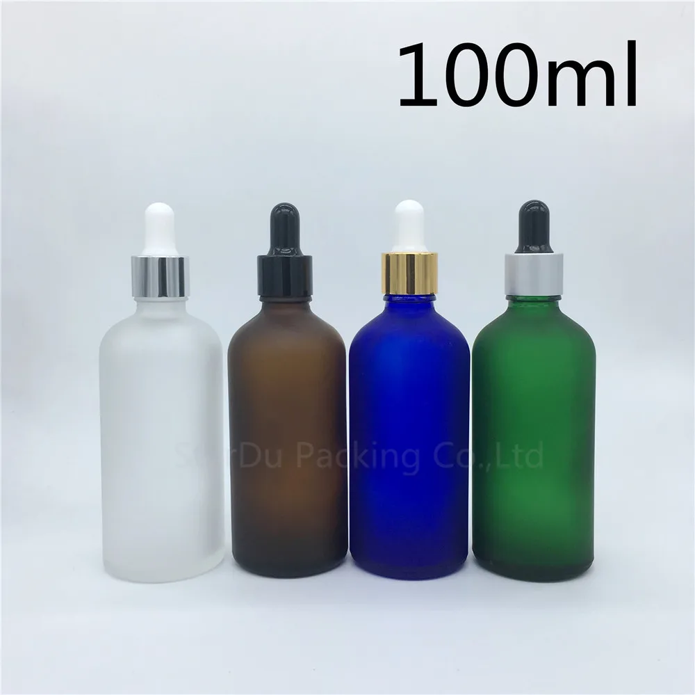 Travel Bottle 240pcs 100ml Amber Green Blue Transparent Frosted Glass Essential Oil bottle 100cc Perfume Dropper | Красота и здоровье