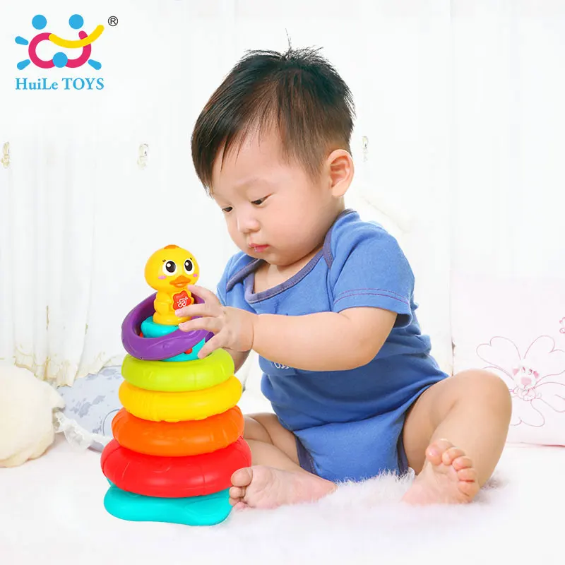 HUILE TOYS 2101 Kids Rainbow Stacking Duck Baby Toy with Colorful Rings Stackers with Music & Sounds & Lights Toys for Children baby-blocks : image HUILE TOYS 2101 Kids Rainbow Stacking Duck Baby Toy with Colorful Rings Stackers with Music & Sounds & Lights Toys for Children baby-blocks