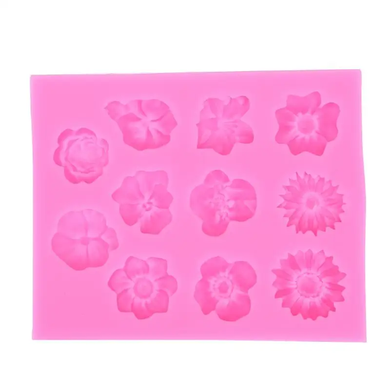 

11 Holes Flower Shape Cake Border Silicone Molds Cupcake Fondant Cake Decorating Tools Craft Chocolate Candy Fimo Clay Mold