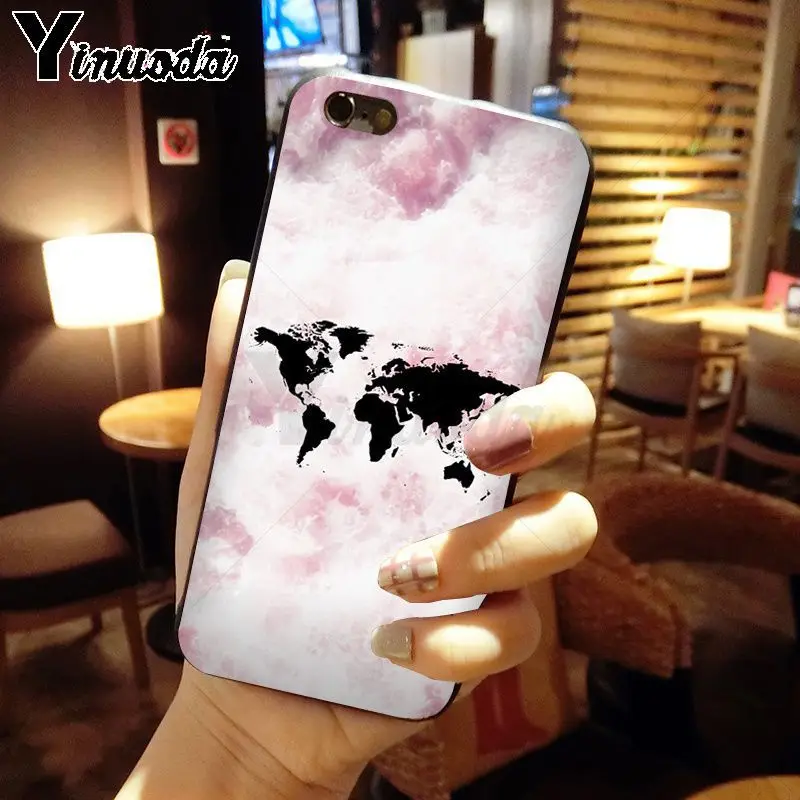 Yinuoda карта мира планы путешествия DIY печать рисунок чехол для телефона iPhone 5 5Sx 6 7plus