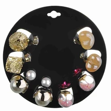 DANZE 4 пары Женские Передние Задние Двухсторонние серьги-гвоздики Набор Сердце цветок Полые бусины Резина со стразами серьги ювелирные изделия