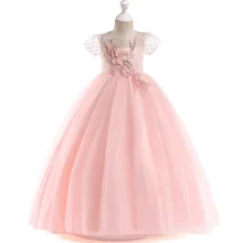 Pink A-Line Princess Flower Girl Dresses Puffy Tutu 2019 Short Sleeves Toddler Little Girls Pageant Commun handmade babies rainbow tutu bowknot toddler little girls pageant dresses soft net organza short mini cupcake girls dresses