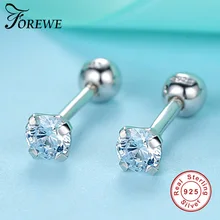 FOREWE Аутентичные 925 стерлингового серебра Кристалл CZ серьги для женщин девочек Классические навсегда круглые серьги серебряные украшения подарок