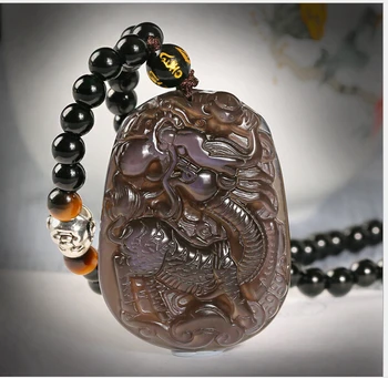 

Natural ice rainbow eye Kylin men obsidian dragonet pendant necklace transshipment to ward off bad luck amulet necklace