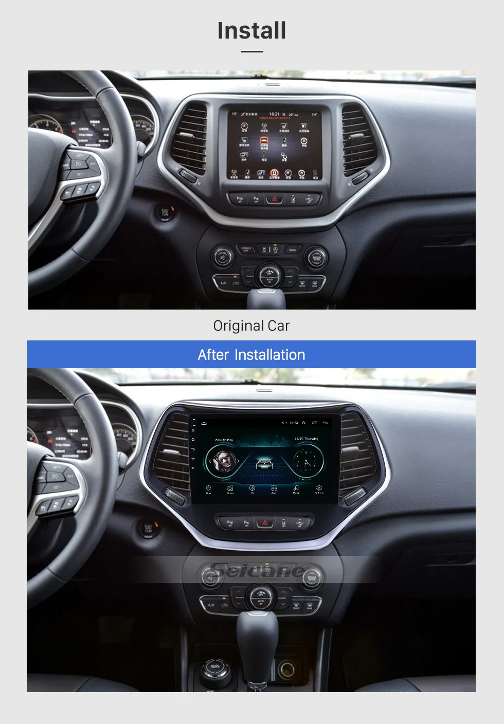 Best Seicane 10.1" GPS 2 Din Touchscreen Android 8.1 Stereo Player Vehicle Radio For 2016 Jeep Grand Cherokee Head Unit Backup camera 2