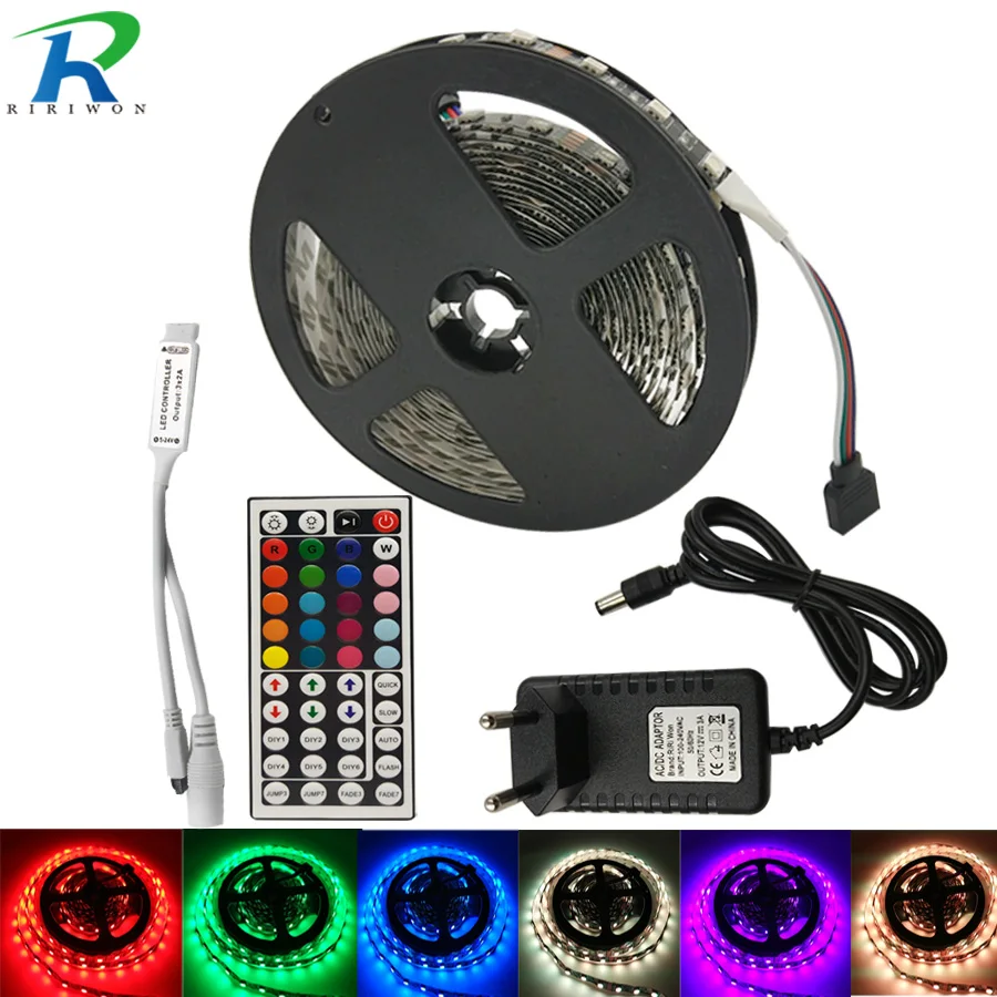 cheap 5M Black LED Strip 5050 Non Waterproof Flexible Lights 30leds m 5M roll DC12V fita de led light RGB Tape Ribbon + Controller