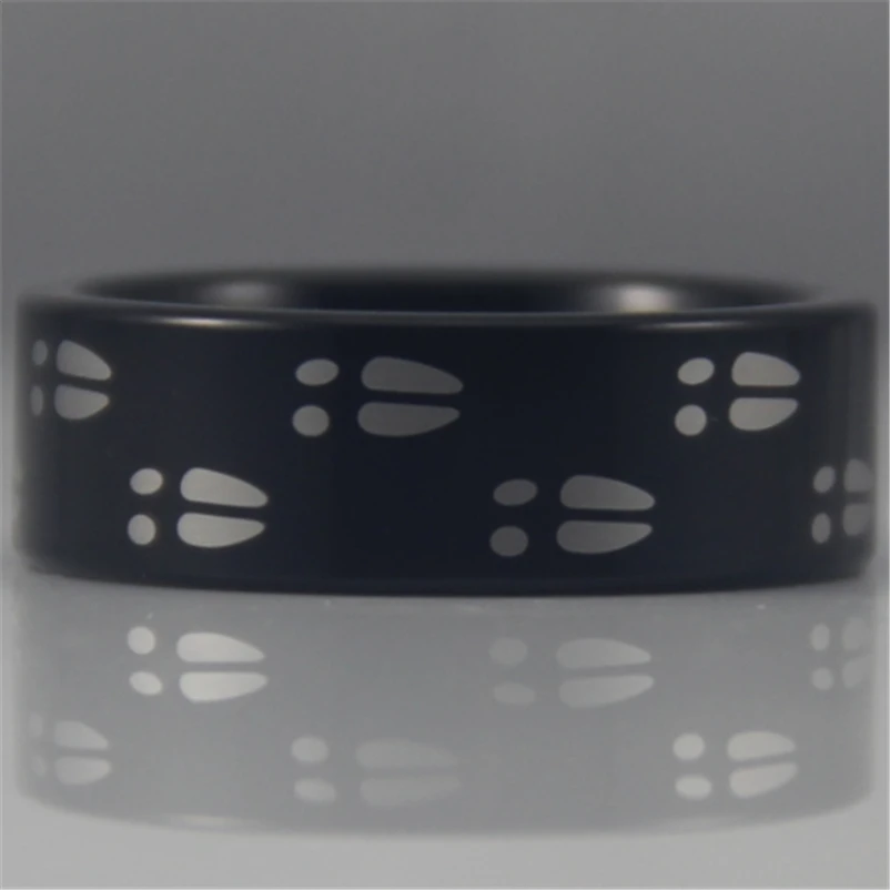 

YGK Free Shipping YGK JEWELRY Hot Sales 8MM Black Pipe Hunting Buck&Deer Tracks Men's Tungsten Comfort Fit Ring