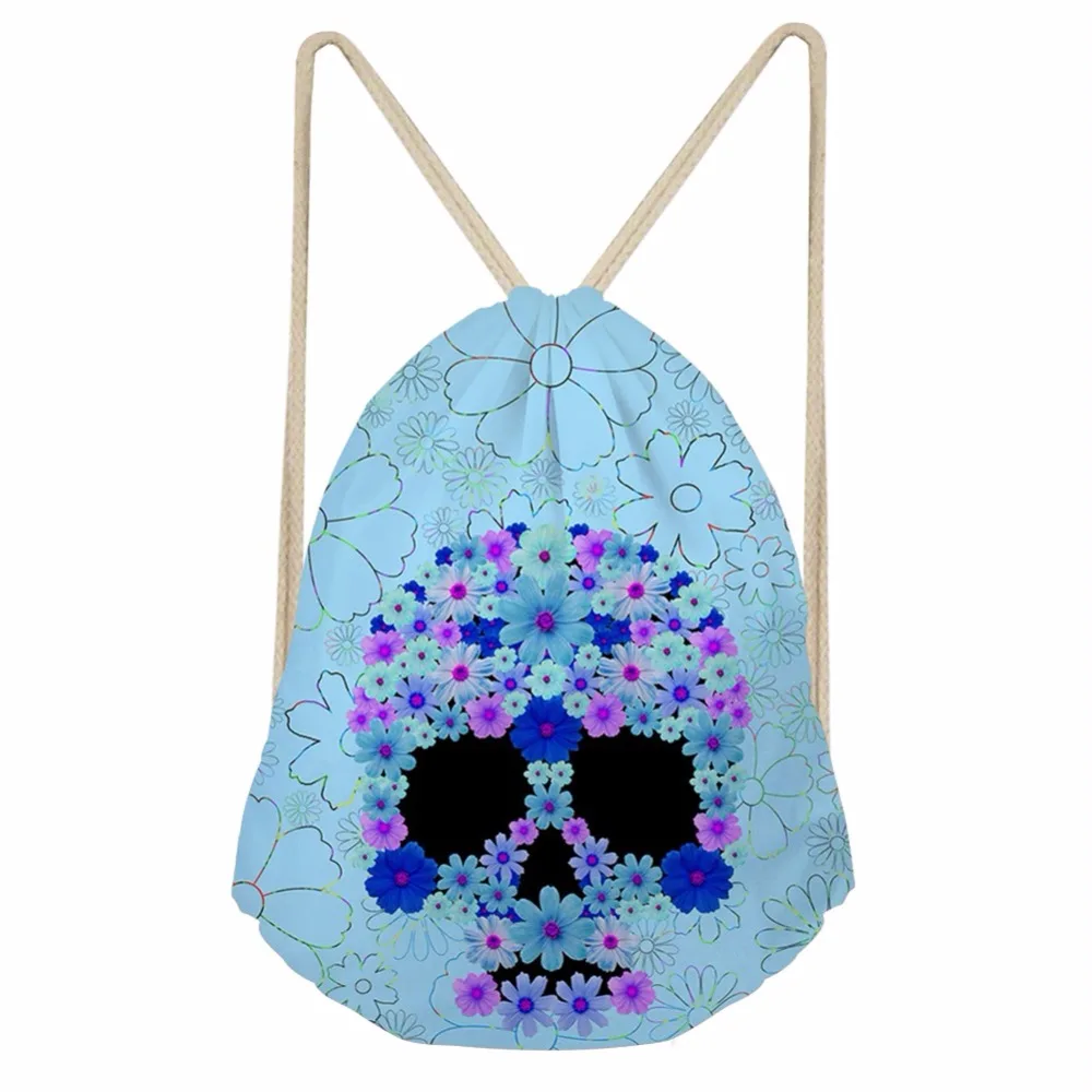 Noisydesigns Простой Личность моды череп розовый 3D тропических печатных рюкзак Для женщин для девочек; Новинка Drawstring сумка Повседневное
