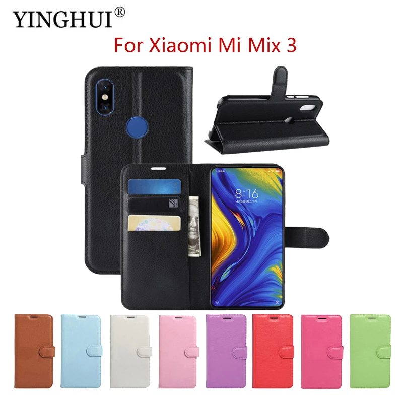 

For Xiaomi Mi Mix 3 Case Cover Flip PU Leather Stand Case For Mi Mix3 Phone Cases Book Style Soft TPU Silicone Back Cover