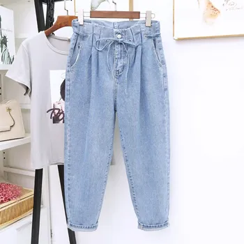 

Vintage Femme Denim Harem Pants Women Loose High Waist Jeans Casual Streetwear Lace Up Plus Size 5XL Mom Jeans